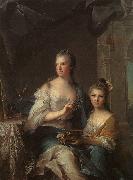 Jean Marc Nattier Madame Marsollier and her Daughter oil painting on canvas